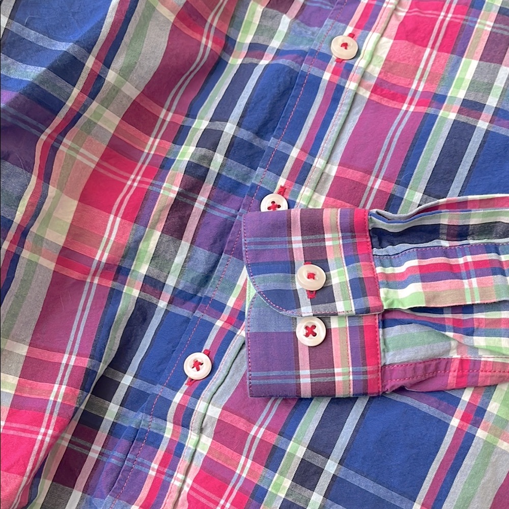 Hammer Made | Boys Multi-Color Plaid Button Up | Pink, Blue, Green | 5/6
